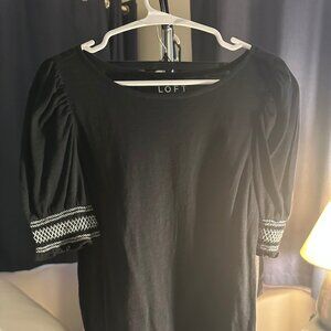 LOFT Brand size small Black top with embroidery detail
